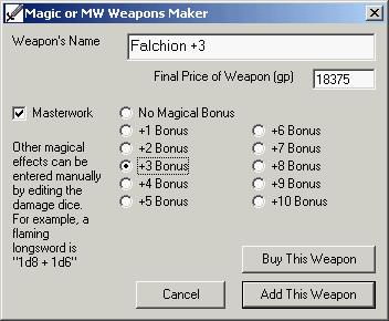 Magical/MW Weapons