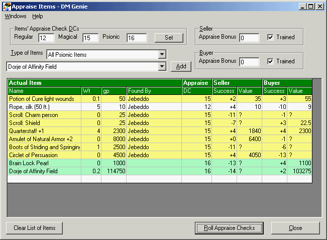 Appraisals Window